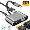 HUB Docking Station Tipo-C, 4 Em 1, Para USB, HDMI, VGA E Porta De Carregamento Tipo-C PD, Em Metal – Goeik