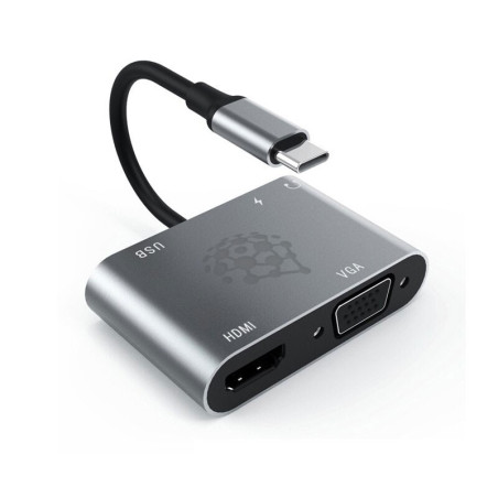 HUB Docking Station Tipo-C, 5 Em 1, Para USB, HDMI, VGA, Jack 3.5mm E Porta De Carregamento Tipo-C PD, Em Metal – Goeik