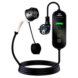 Carregador portátil para EV c/ display e cabo 16A/3,5KW/5M com cabeça de ficha Schuko