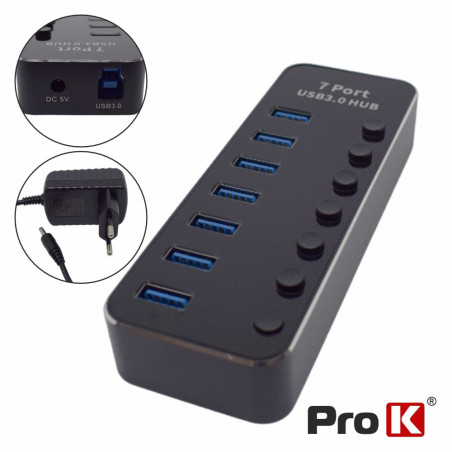 HUB USB 3.0 7 Portas C/ Alimentador 220VAC/5VDC