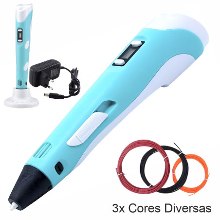 Caneta 3D C/ Filamentos PLA 3x3m