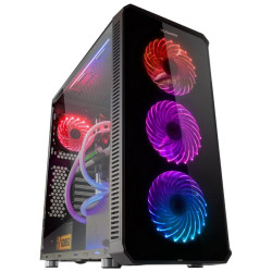 Nox Hummer TGX Rainbow RGB 3.0 USB Vidro temperado LED Preto